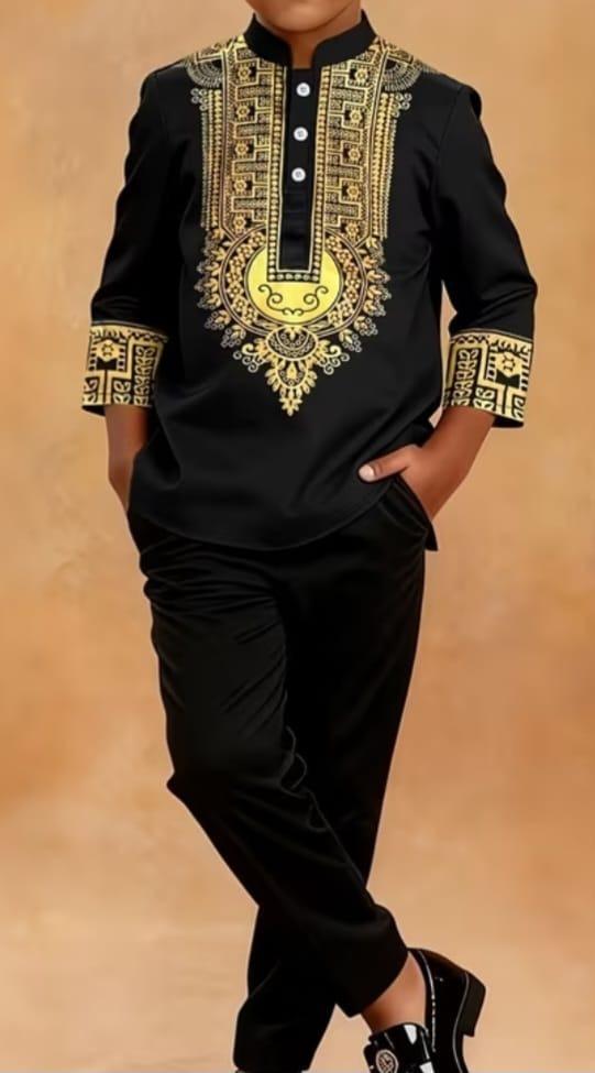 Kids black & gold embroidered for boys